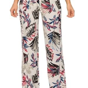 Floral Linen Blend Wide Leg Pants